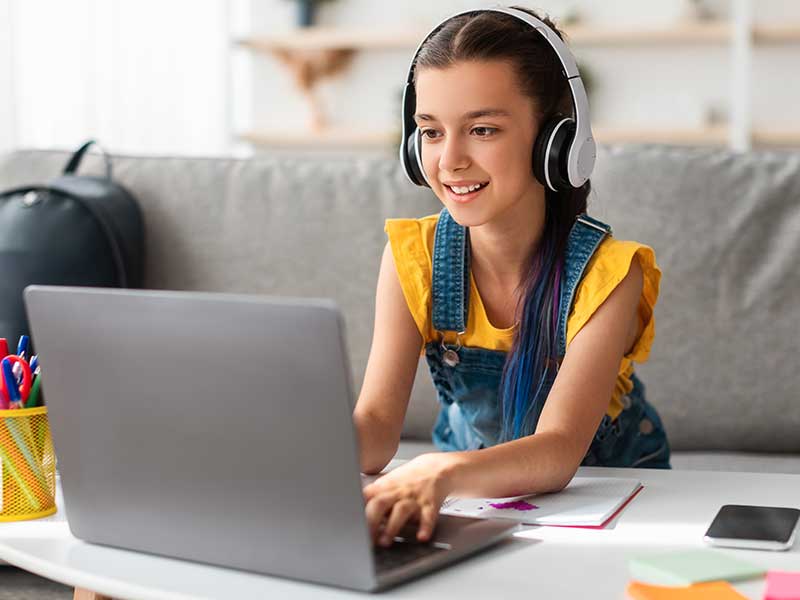 Student with headphones